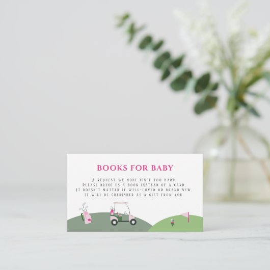 Roze Modern Golf Baby shower Informatiekaartje (Staand voorkant)