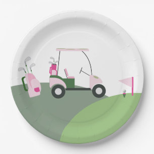 Roze Modern Golf Baby shower Papieren Bordje