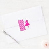 Roze Modern Houndstooth met Mode Silhouette Vierkante Sticker (Envelop)