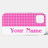 Roze Modern Houndstooth met naam Case-Mate iPhone Case (Achterkant (horizontaal))