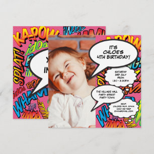 Roze Modern Leuk Foto Verjaardagsfeest Elke leefti Kaart