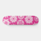 Roze Modern Meisje Abstract Trendy Cool Floral Skateboard (Horizontaal)