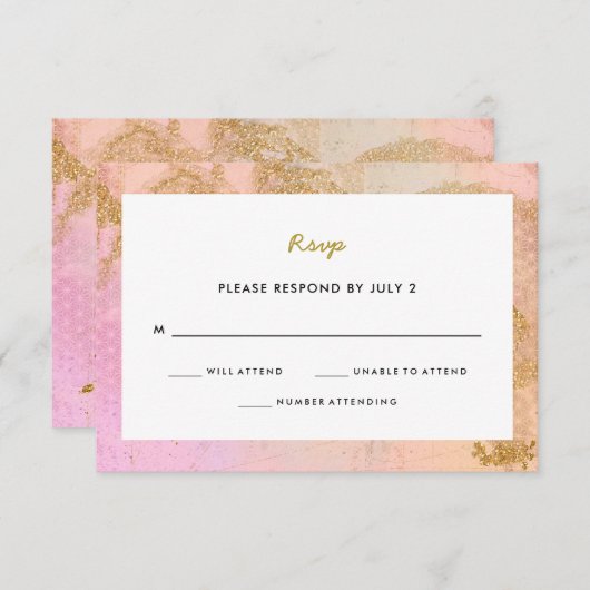 Roze Modern Mitzvah | Reactie op RSVP (Voorkant / Achterkant)