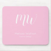 Roze Modern Monogram Medewerker Initialen Business Muismat (Voorkant)