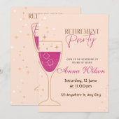 Roze Modern Pensioen Party Uitnodiging (Voorkant / Achterkant)