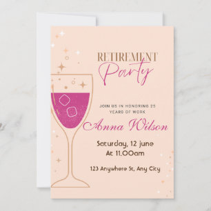 Roze Modern Pensioen Party Uitnodiging