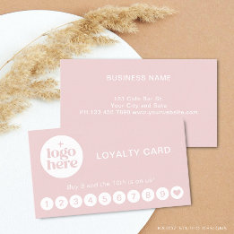 Roze Modern Professioneel Logo Loyalty Card Visitekaartje