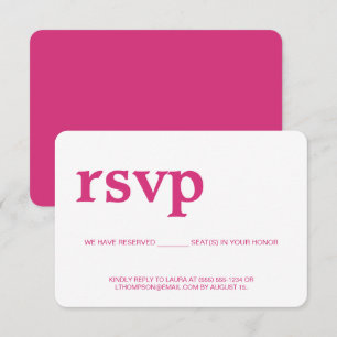 Roze Modern RSVP zonder mailing gereserveerde zitp Kaartje