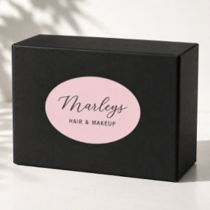 Roze Modern Schrift Zakelijk Monogram Ovale Sticker