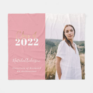 roze modern script afstudeerder multi-fotoreklasse fleece deken