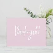 Roze Modern script Baby Meisje Douche Paar Bedankkaart (Staand voorkant)