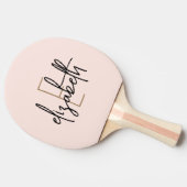 Roze Modern Script Girly Monogram Naam Tafeltennisbatje (Zijkant)
