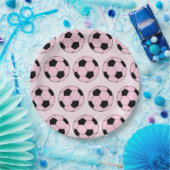 Roze Modern Voetbal Football Pattern Papieren Bordje (Feest)