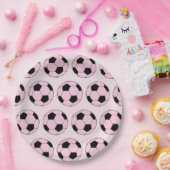 Roze Modern Voetbal Football Pattern Papieren Bordje (Feest)