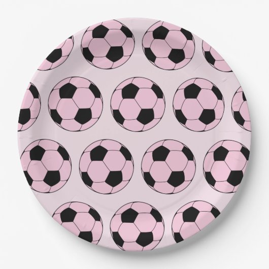 Roze Modern Voetbal Football Pattern Papieren Bordje (Voorkant)