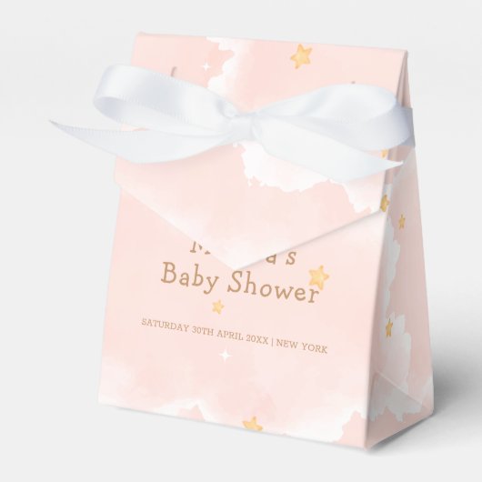 Roze Modern We Zijn Op Cloud Negen Meisje Baby sho Bedankdoosjes (Voorkant Zijde)