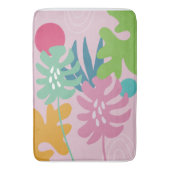 Roze moderne, abstracte, flortropische roze badmat (Voorkant Verticaal)
