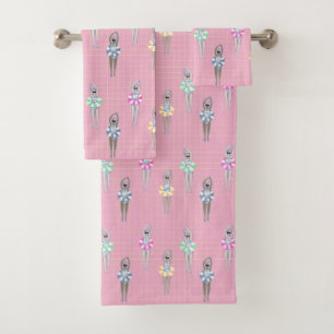 Roze moderne artistieke zwemmers bad handdoek