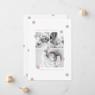 Roze Moderne Babifoto Collage Geboorteaankondiging Aankondiging