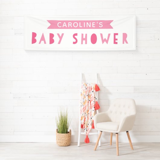 Roze moderne Baby shower banner (Insitu)