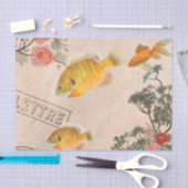 roze moderne bloemen en vis tissuepapier (Craft)