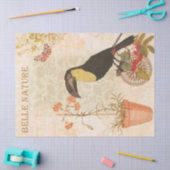 roze moderne bloemen en vogel tissuepapier (Craft)