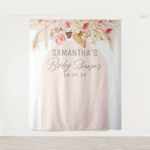 Roze moderne boho pampas bloemstuk achtergrond wandkleed
