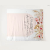 Roze moderne boho pampas bloemstuk achtergrond wandkleed (Voorkant (horizontaal))