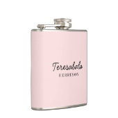 Roze moderne bruidsmeisje script ontwerp heupfles (Rechts)