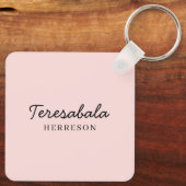 Roze moderne bruidsmeisje script ontwerp sleutelhanger (Achterkant)