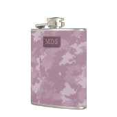 Roze moderne Camouflage monogrammekolf Heupfles (Links)