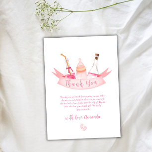 Roze Moderne Champagneflessen Voeten Baby shower Bedankkaart