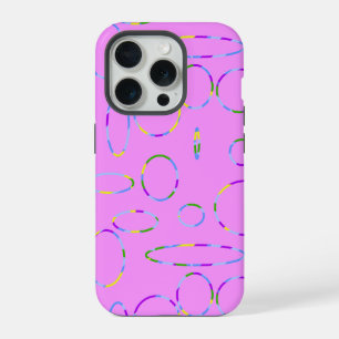 Roze moderne cirkels lussen iPhone 15 pro hoesje