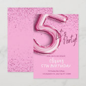Roze moderne Confetti 5e verjaardag Kaart (Voorkant / Achterkant)