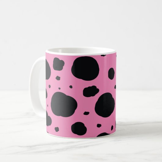 Roze Moderne Dalmatische Vlekken Dierlijk Patroon Koffiemok (Voorkant links)