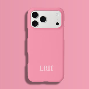 Roze Moderne Dubbele Laag Eenvoudige Initiële Mono iPhone 15 Pro Hoesje