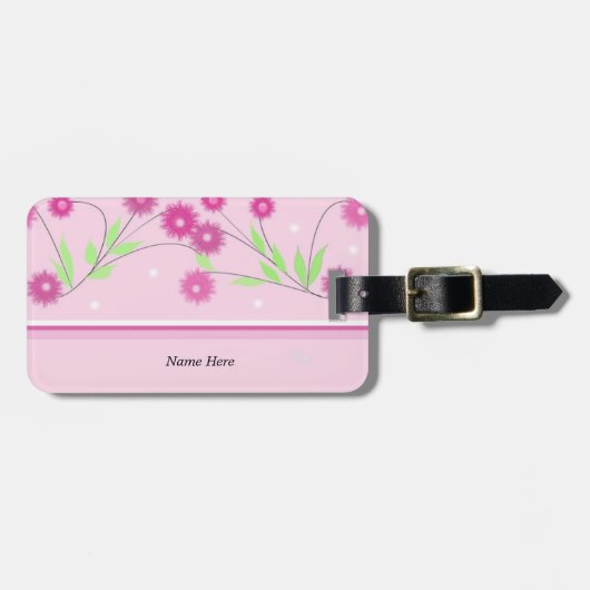 Roze moderne Floral Bagagelabel (Voorkant horizontaal)