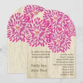 Roze moderne Floral Chrysanthemum Wedding Kaart (Voorkant / Achterkant)