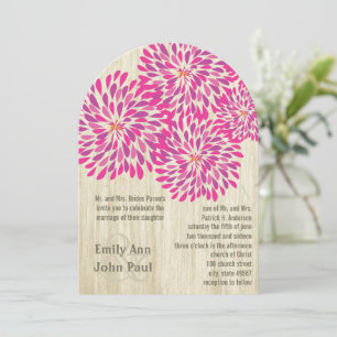 Roze moderne Floral Chrysanthemum Wedding Kaart