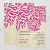 Roze moderne Floral Chrysanthemum Wedding Kaart (Voorkant / Achterkant)