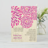 Roze moderne Floral Chrysanthemum Wedding Kaart (Staand voorkant)