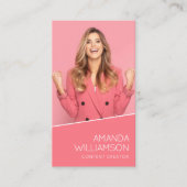 Roze Moderne Foto Uw Logo Visitekaartje (Voorkant)