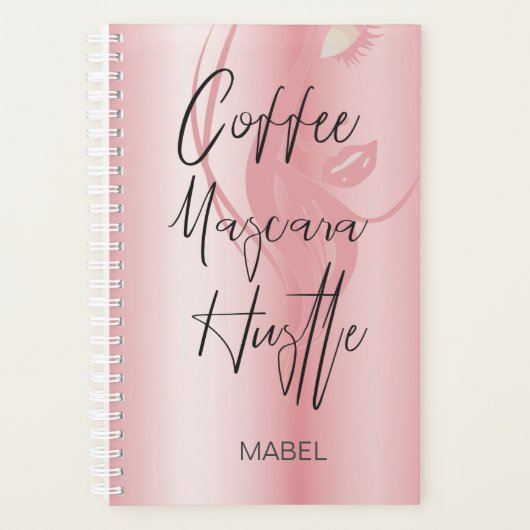 Roze moderne grafische Typografie Hustle Planner (Voorkant)