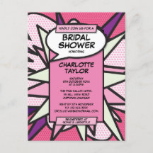 Roze moderne grappige bruidsfeest stripboek