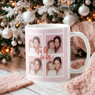 Roze Moderne Kerst Foto Collage Fa La La Koffiemok