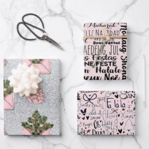 Roze moderne kerstverpakkings papier inpakpapier vel