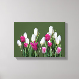  roze moderne kleurrijke tulp bloemendigitaal canvas afdruk