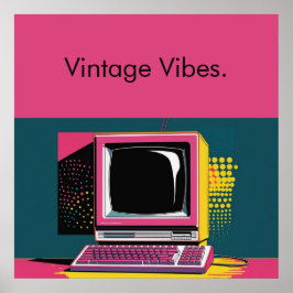 Roze moderne kunst vintage computerposter poster