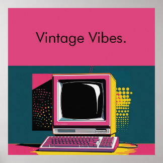 Roze moderne kunst vintage computerposter poster