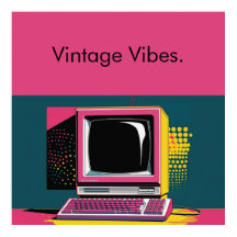 Roze moderne kunst vintage computerposter